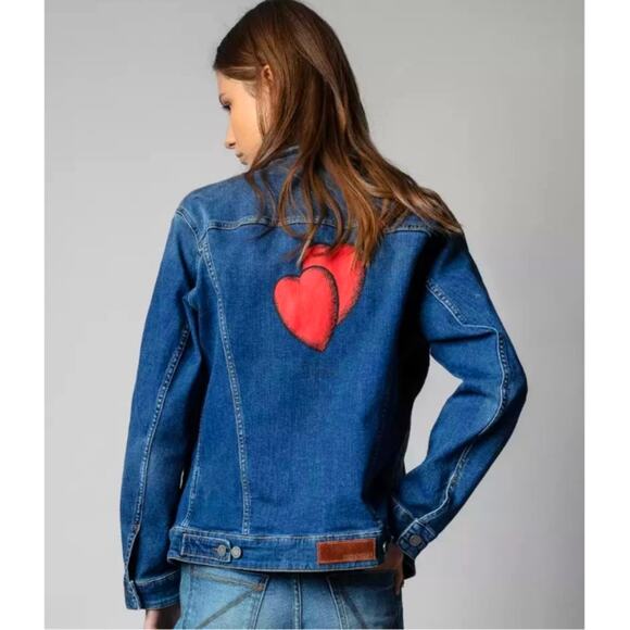 Zadig & Voltaire Kase Denim Heart Jacket in Dark Blue Small - Picture 1 of 10